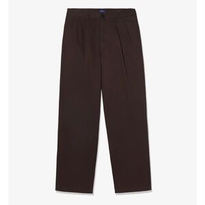 Noah NYC Men's Pleated Straight Trousers in Dark Brown